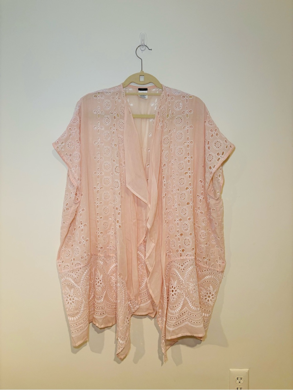 J. Crew Light Pink Eyelet Swim Open Front Coverup